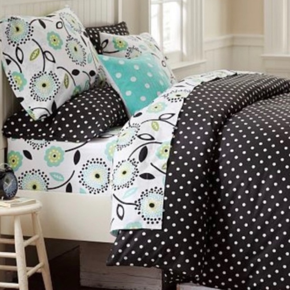 Pottery Barn Twin Duvet Sham Polka Dot Black White